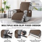 TAOCOCO 100% Waterproof Recliner Chair Cover Non-Slip Reclining Cover for Recliner Chair Washable Chair Seat Cover with Elastic Straps for Pets Sofa Slipcover with Pocket (Oversized 28'', Brown) - Image 6