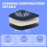 idee-home Chair Cushions for Dining Chairs, Kitchen Chair Pads Set of 4, D-Shaped Seat Cushions with Ties Non-Slip Bottom for Indoor Dining Room, Removable Cover, 17" x 16" x 2" Navy - Image 5