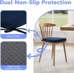 idee-home Chair Cushions for Dining Chairs, Kitchen Chair Pads Set of 4, D-Shaped Seat Cushions with Ties Non-Slip Bottom for Indoor Dining Room, Removable Cover, 17" x 16" x 2" Navy - Image 6