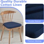 idee-home Chair Cushions for Dining Chairs, Kitchen Chair Pads Set of 4, D-Shaped Seat Cushions with Ties Non-Slip Bottom for Indoor Dining Room, Removable Cover, 17" x 16" x 2" Navy - Image 7