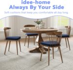 idee-home Chair Cushions for Dining Chairs, Kitchen Chair Pads Set of 4, D-Shaped Seat Cushions with Ties Non-Slip Bottom for Indoor Dining Room, Removable Cover, 17" x 16" x 2" Navy - Image 8