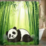 Cute Panda Shower Curtain Panda Bear Bath Curtain Wild Animal Pattern Bathroom Shower Curtain Set Cartoon Giant Panda Bamboo Forest Design Waterproof Bathroom Curtains Bedroom Decor 71X71 in - Image 3