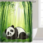 Cute Panda Shower Curtain Panda Bear Bath Curtain Wild Animal Pattern Bathroom Shower Curtain Set Cartoon Giant Panda Bamboo Forest Design Waterproof Bathroom Curtains Bedroom Decor 71X71 in - Image 4