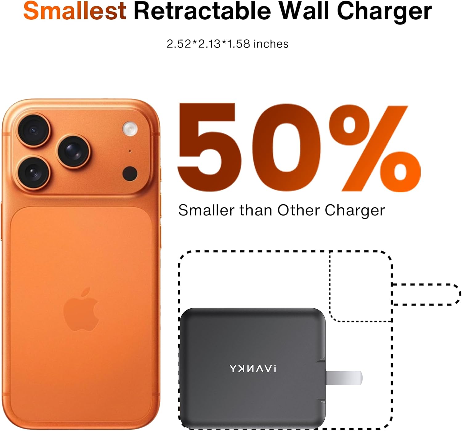 4-in-1 Retractable GaN 45W Wall Charger Plug for iPhone 17, Travel Essentials Brick Multiport Dual 31.5" Cables (USB C+Lightning) Adapter Fast Charging Block for iPhone 16/15/14/13/12, iPad, Galaxy - Image 3