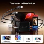 4-in-1 Retractable GaN 45W Wall Charger Plug for iPhone 17, Travel Essentials Brick Multiport Dual 31.5" Cables (USB C+Lightning) Adapter Fast Charging Block for iPhone 16/15/14/13/12, iPad, Galaxy - Image 9