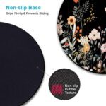 Round Mouse Pad, Garden Blooming Flowers Mouse Pad, Colourful Wildflowers Floral Small Mouse Mat with Waterproof Anti Slip Rubber Mousepad for Desktops, Computers, 7.9x7.9 Inch, Black - Image 4