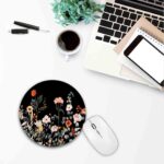 Round Mouse Pad, Garden Blooming Flowers Mouse Pad, Colourful Wildflowers Floral Small Mouse Mat with Waterproof Anti Slip Rubber Mousepad for Desktops, Computers, 7.9x7.9 Inch, Black - Image 7
