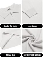 COOFANDY Mens Knit Polo Sweater Casual Long Sleeve Quarter Zip Polo Sweater Classic Golf Shirts - Image 7