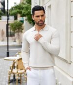 COOFANDY Mens Knit Polo Sweater Casual Long Sleeve Quarter Zip Polo Sweater Classic Golf Shirts - Image 9