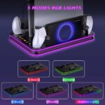 PlayStation Portal Charger, PS5 Stand and Cooling Station with RGB LED Controller Charging Dock Accessories, PS5 Edge Controller and PS Portal Charger, Headset and Remote Holders - Image 5