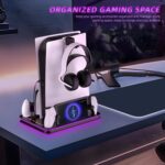 PlayStation Portal Charger, PS5 Stand and Cooling Station with RGB LED Controller Charging Dock Accessories, PS5 Edge Controller and PS Portal Charger, Headset and Remote Holders - Image 7