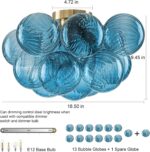 GoYeel Flush Mount Chandelier Gold, Kitchen Lights Ceiling Modern Glass Bubble Light Chandeliers 18.5" with 13 Swirled Blue Globe for Dining Room Bathroom Entryway Bedroom - Image 5