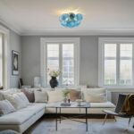 GoYeel Flush Mount Chandelier Gold, Kitchen Lights Ceiling Modern Glass Bubble Light Chandeliers 18.5" with 13 Swirled Blue Globe for Dining Room Bathroom Entryway Bedroom - Image 7