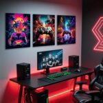 Gaming Wall Art Set of 3Game Controller Poster Prints Cool Gamer Room Decor for Boys Video Game Wall Art Cyberpunk Painting Wall Picture for Bedroom or Esports Room Unframed 16x24 Inch - Image 4