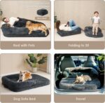 EHEYCIGA Foldable Human Dog Bed, 72"x44"x11" Orthopedic Memory Foam Human Sized Dog Bed, Waterproof Pet Bed for People, Faux Fur Pet Couch for Adult with Non-Slip Bottom, Dark Grey - Image 8