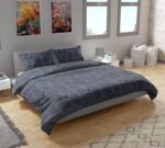 Bless International Handmade Organic Cotton Kantha Quilt Luxury Comforter 3-Pieces Set - Lightweight Block Printed & Stitched - King Size, Indigo Color Bedspread (Includes 1 Quilt and 2 Pillow Shams) - Image 4