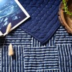 Bless International Handmade Organic Cotton Kantha Quilt Luxury Comforter 3-Pieces Set - Lightweight Block Printed & Stitched - King Size, Indigo Color Bedspread (Includes 1 Quilt and 2 Pillow Shams) - Image 8