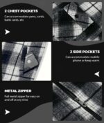 ZITY Men's Flannel Hooded Jacket Fleece Sherpa Lined Plaid Shirts Jackets Zip Up Sweatshirt Hoodies for Men with 4 Pockets - Image 5