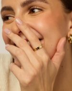 PAVOI 14K Gold Plated Heart Stackable Rings for Women | Love Valentines Statement Chunky Signet Ring Band | Friendship Rings - Image 3