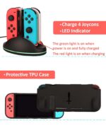 Switch Accessories - Family Bundle Accessories for Nintendo Switch, Carry Case& Screen Protector,4 Pack Joy Con Grips and Steering Wheels, Case Cover,Stand Mount,Joy Con Charger and More - Image 5