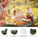 Portable Charcoal Grill Foldable Grills BBQ Grill Charcoal Small Grill for Travel, Camping, Outdoor Cooking, Backyard, Hiking, Patio Garden, Picnics, Green - Image 3