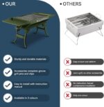 Portable Charcoal Grill Foldable Grills BBQ Grill Charcoal Small Grill for Travel, Camping, Outdoor Cooking, Backyard, Hiking, Patio Garden, Picnics, Green - Image 4