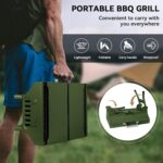 Portable Charcoal Grill Foldable Grills BBQ Grill Charcoal Small Grill for Travel, Camping, Outdoor Cooking, Backyard, Hiking, Patio Garden, Picnics, Green - Image 5