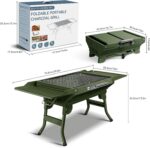 Portable Charcoal Grill Foldable Grills BBQ Grill Charcoal Small Grill for Travel, Camping, Outdoor Cooking, Backyard, Hiking, Patio Garden, Picnics, Green - Image 9