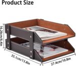 Leather Desk Organizer,2-Tier Stackable Letter Tray Holder,Office Supplies Desktop Storage Box for Document,Stationery,Magazines,Newspapers,Letters and Other Home Office Paper Sundries,Coffee - Image 3