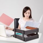 Leather Desk Organizer,2-Tier Stackable Letter Tray Holder,Office Supplies Desktop Storage Box for Document,Stationery,Magazines,Newspapers,Letters and Other Home Office Paper Sundries,Coffee - Image 4