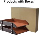 Leather Desk Organizer,2-Tier Stackable Letter Tray Holder,Office Supplies Desktop Storage Box for Document,Stationery,Magazines,Newspapers,Letters and Other Home Office Paper Sundries,Coffee - Image 9