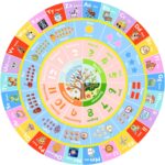 ABC Round Kids Rug for Playroom,4ft Alphabet Small Classroom Rug,Educational Kids Play Mat With Number Shape Animal Season,Learning Area Rug for Nursery Bedroom Kidsroom,Colorful Non-Slip Washable - Image 3