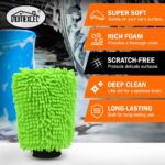 HOMEXCEL Car Wash Mitt, 2PK Chenille Microfiber Wash Mitt, Scratch-Free & Lint-Free, Rich Foam, Highly Absorbent, Double Sided, Perfect for Car Washing and Detailing, 10.2" x 6.7 ", Green - Image 6