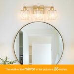Bathroom Vanity Light Fixture 3-Light - Vanity Lights for Bathroom with Crystal Shade Gold Metal, Easy Install No Drilling Needed, Shadow-Free Illumination for Modern Bathroom Mirror Decor - Image 3