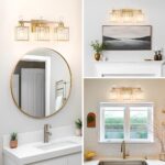 Bathroom Vanity Light Fixture 3-Light - Vanity Lights for Bathroom with Crystal Shade Gold Metal, Easy Install No Drilling Needed, Shadow-Free Illumination for Modern Bathroom Mirror Decor - Image 5