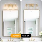 Bathroom Vanity Light Fixture 3-Light - Vanity Lights for Bathroom with Crystal Shade Gold Metal, Easy Install No Drilling Needed, Shadow-Free Illumination for Modern Bathroom Mirror Decor - Image 7