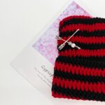 Cat Ear Beanie Hats for Women Y2K Striped Beanie with DIY Goth Accessories Slouchy Crochet Goth Hat with Cat Ears - Image 5