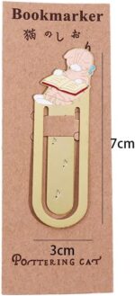 Pokinge 6 Pcs Cute Cat Bookmarks, Gold Metal Cartoon Cat Bookmark Creative Student Stationery Office Supplies for Work and Study Lovely Gifts for Kids(6 Styles) - Image 3