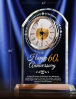 60th Wedding Anniversary Crystal Quartz Clock,60 Years of Marriage Gift,Happy Diamond Anniversary Decoration Gift,for Parents,Grandparents,Couple - Image 3