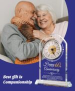 60th Wedding Anniversary Crystal Quartz Clock,60 Years of Marriage Gift,Happy Diamond Anniversary Decoration Gift,for Parents,Grandparents,Couple - Image 6