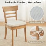 Chair Cushions for Dining Chairs Set of 4, Non-Slip Kitchen Chair Pads with Ties, High-Resilience Foam Seat Cushions, Removable Washable Cover, Beige - Image 5