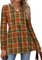 WIHOLL Womens Tops Long Sleeve Fall Shirts Babydoll Peplum Tops for Women V Neck Tunic Dressy Casual Blouses - Image 3