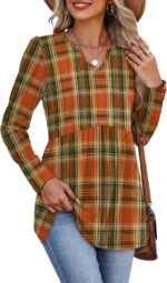 WIHOLL Womens Tops Long Sleeve Fall Shirts Babydoll Peplum Tops for Women V Neck Tunic Dressy Casual Blouses - Image 5