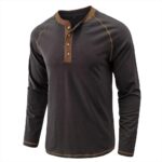 Men's Henley Shirts Raglan Long Sleeve Casual Slim Fit Lightweight Fashion T-Shirts - Image 3