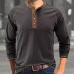 Men's Henley Shirts Raglan Long Sleeve Casual Slim Fit Lightweight Fashion T-Shirts - Image 6