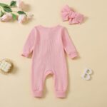 Cute Floral Floral Print Long Sleeve Infant Newborn Baby Girl Clothes Baby Girl Jumpsuit - Image 4