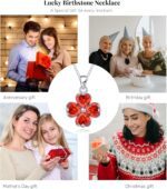 S925 Sterling Silver Birthstone Necklace for Women. Heart/Clover/Teardrop Shape Pendant. High Grade Stone with Diamond Cutting. Healing Crystal Jewelry Gifts. - Image 7