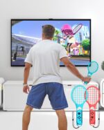Switch Sports Accessories Bundle - HOZKAII 22 in 1 Family Accessories Kit Pack for Nintendo Switch/OLED Sports Games with Charging Dock, Game Guns, Tennis Rackets, Golf Clubs, Wrist Bands & Leg Strap - Image 10