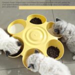 DOERDO Cat Feeding Bowl, Plastic Cat and Dog Food Bowl with 6 Bowls, Multiple Pet Dinner Feeder for Indoor Food and Water, Yellow - Image 8