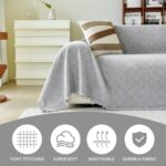 Grey Couch Sofa Cover for 3 Cushion Sectional Sofa L-Shape -Washable Chenille Couch Cover for Dogs Pets, Boho Couch Cover Protector Soft Sofa Slipcovers with Tassel,91"x 134" - Image 3